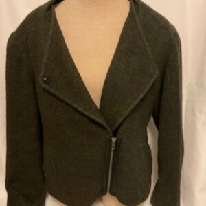 Coldwater Creek Olive Green Moto Jacket Wool Blend Lined